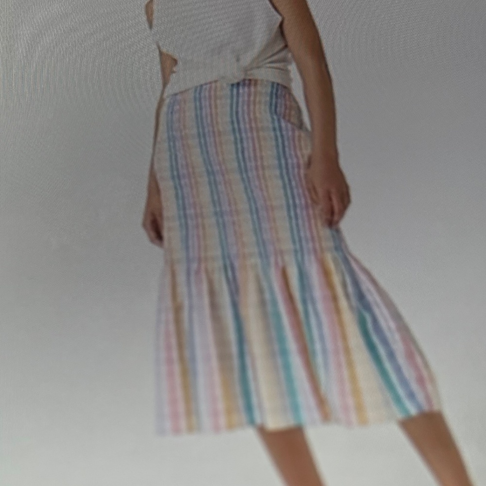 J Crew Smocked Gingham Midi Skirt, Size 16
